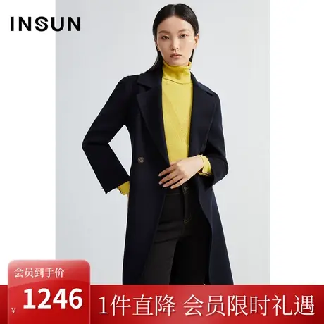 [高支羊毛]恩裳2022年冬季100%绵羊毛经典中长款毛呢外套商品大图