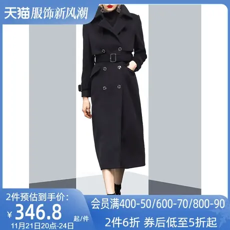黑色气质百搭中长款过膝毛呢外套女冬2023新款欧货显瘦呢子大衣潮图片