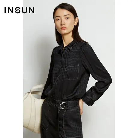 INSUN恩裳奥莱春季翻领丝滑衬衫图片