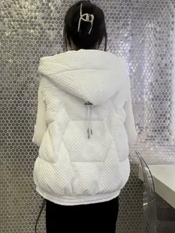 欧版宽松大码连帽羽绒棉马甲女2023冬季新款加厚百搭马夹外套背心商品大图