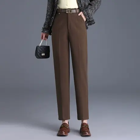 毛呢小脚裤高腰哈伦裤韩版显瘦休闲裤女秋冬2023新款时尚气质裤子图片