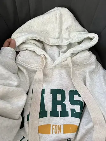 学生系燕麦色加绒加厚连帽卫衣女秋冬季新款宽松慵懒风bf情侣外套商品大图