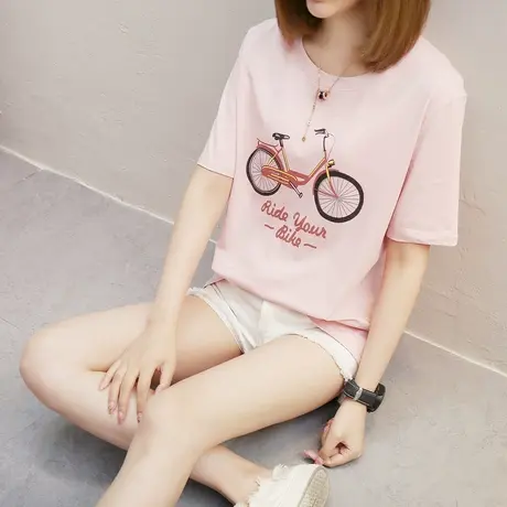 大码夏装胖妹妹2024新款显瘦遮肚藏肉胖女人上衣短袖T恤打底小衫商品大图