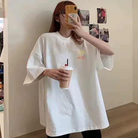 夏季新款甜酷美式街头短袖T恤男女ins街头字母印花宽松纯棉上衣潮商品大图