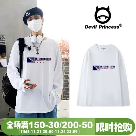 国潮港风BF风长袖T恤男女同款ins潮牌宽松vibe风薄款百搭外穿上衣图片