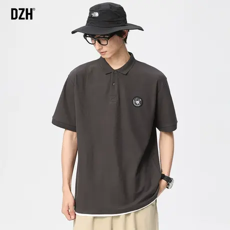 男士男装polo衫男短袖夏季男款假两件上衣宽松翻领t恤刺绣半袖男商品大图