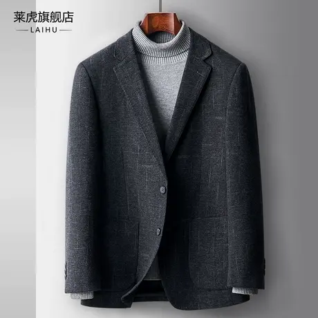 休闲西服男士外套韩版修身中年商务呢子小西装春秋季单件百搭上衣商品大图