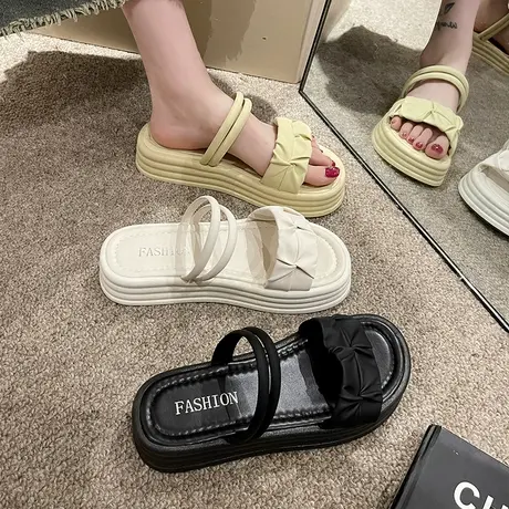 仙女风两穿凉鞋女2023夏季新款厚底法式晚风外穿凉拖罗马一字拖鞋商品大图