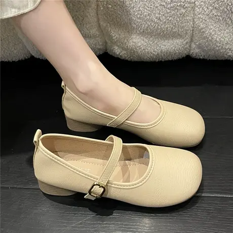 粗跟法式单鞋女2024夏季新款百搭仙女风韩版复古低跟玛丽珍鞋ins商品大图