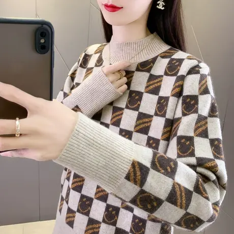 半高领毛衣女秋冬2023新款女装上衣宽松洋气外穿内搭针织打底衫女图片