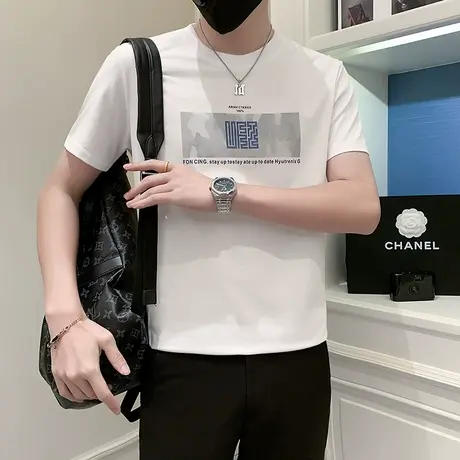 2023夏季T恤ins潮牌简约半袖2023新款半截袖夏装帅气ins短袖体恤商品大图