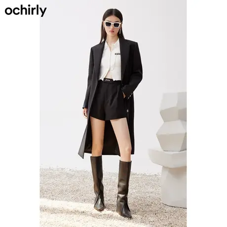 【品牌甄选】欧时力超A平肩大衣新款秋冬通勤西装领长款外套商品大图