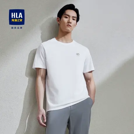 HLA/海澜之家弹力凉感短袖T恤2024春夏新款高周波印花圆领短t男图片