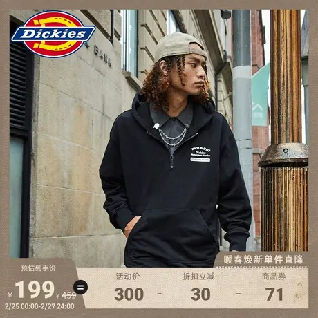 Dickies 秋季男女情侣拉链连帽毛圈内里印花休闲美式卫衣宽松图片