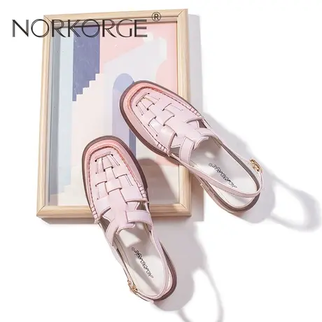 甜美蜜桃粉罗马凉鞋图片