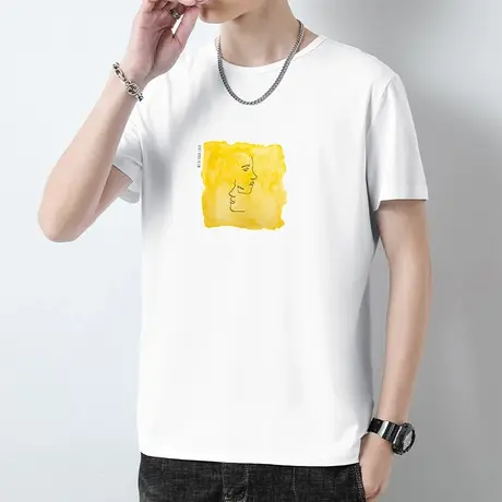 莫代尔短袖t恤男装2023新款白色上衣服夏季冰丝凉感半袖速干体恤商品大图