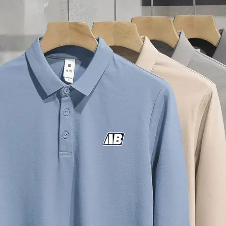 珠地棉翻领保罗polo衫男士长袖t恤潮牌潮流有领打底衫带领秋衣服商品大图