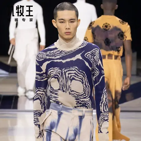 [时尚秀款]九牧王男装针织衫2023秋冬新款交叠领走秀款毛衣DN图片