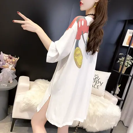 纯棉短袖T恤女装宽松2023年新款秋季洋气中长款设计感打底衫爆款图片