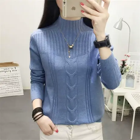 2020秋冬季新款半高领毛衣女加厚加绒宽松打底针织衫保暖上衣潮商品大图