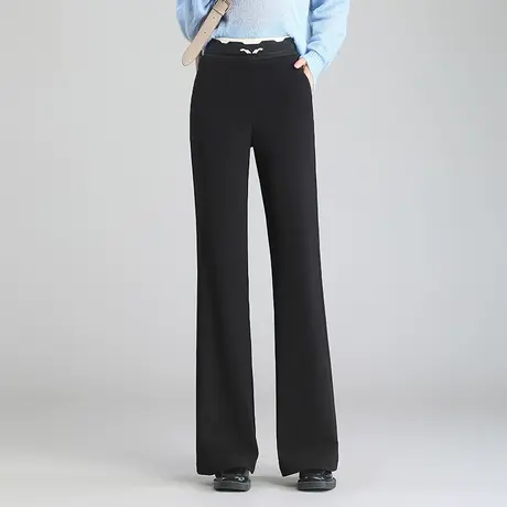 黑色筒喇裤女秋季2023新款高腰垂感显瘦直筒裤气质通勤长裤休闲裤商品大图