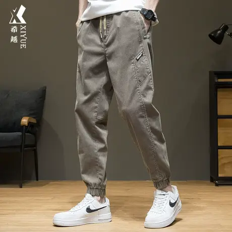 美式复古工装裤子男秋冬厚款潮流哈伦长裤宽松大码加绒运动休闲裤商品大图