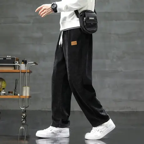 休闲裤男士春秋季潮牌直筒宽松痞帅灯芯绒男款重磅运动卫裤长裤子商品大图
