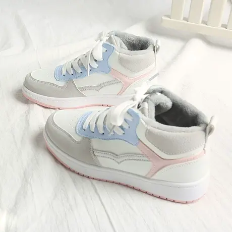高帮小白鞋女板鞋百搭2023年秋冬季新款加绒二棉鞋运动ins潮鞋子商品大图