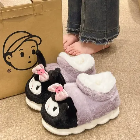 棉拖鞋女冬季可爱卡通室内居家防滑毛绒保暖包跟厚底高帮棉鞋冬天商品大图