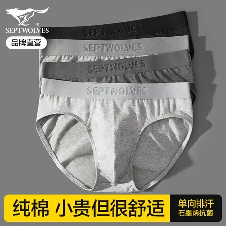 七匹狼男士内裤三角裤男生纯棉全棉抗菌透气裤衩青少年短裤头男款商品大图