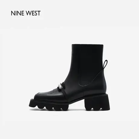 【明星同款】Nine West/玖熙短靴女秋冬新款切尔西烟筒靴厚底图片