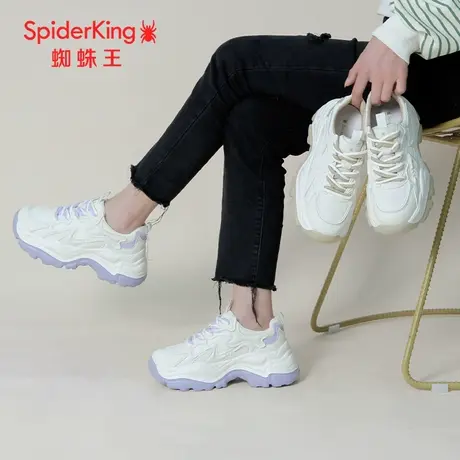 SPIDER KING/蜘蛛王老爹鞋女2023秋商场新款运动拼色透气增高厚底图片