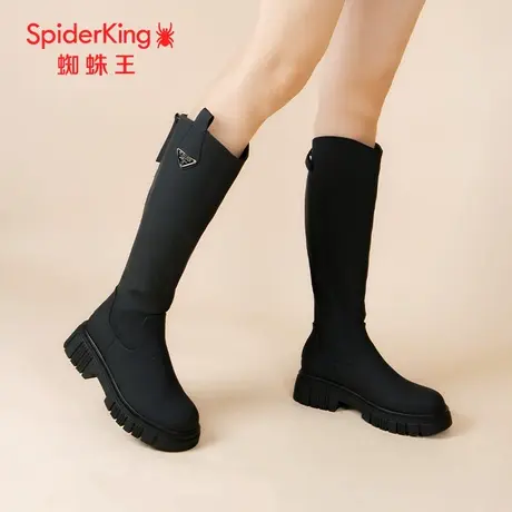 SPIDER KING/蜘蛛王骑士靴女靴2023冬商场新款高筒薄绒时尚厚底软图片