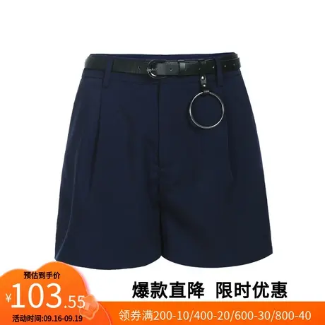 【艾格】夏季新款休闲裤赠腰带口袋时尚百搭日常韩系短裤子女潮商品大图