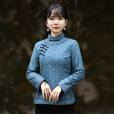 筠雅改良唐装棉袄女冬季加厚夹棉旗袍上衣复古时尚中式女装外套商品大图