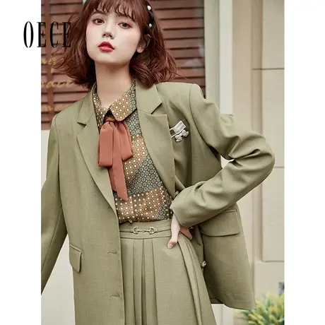【买1送1】Oece气质小西装秋女装复古设计感西服春秋通勤休闲外套商品大图