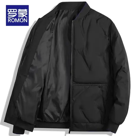 罗蒙夹克羽绒棉服男款冬季中老年商务高端棒球领短款爸爸棉袄外套图片