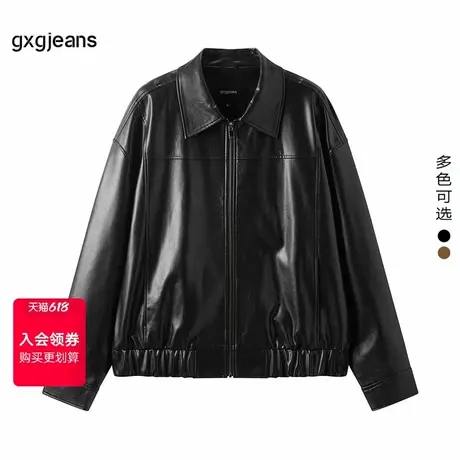 gxg.jeans男装25春新品翻领PU皮衣美式夹克飞行员外套#J25D211011图片
