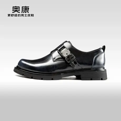 AOKANG奥康春秋季新款商务正装孟克鞋男圆头上班青年聚会皮鞋商品大图