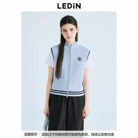 【商场同款】乐町小立领拉链背心2025春季新款针织毛衫C2EFF1522*图片