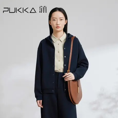蒲PUKKA 小香运动风针织连帽短外套2023秋新品图片