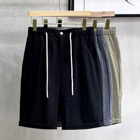 西装短裤男夏季2023新款潮牌休闲西裤冰丝薄款高端商务五分裤子商品大图