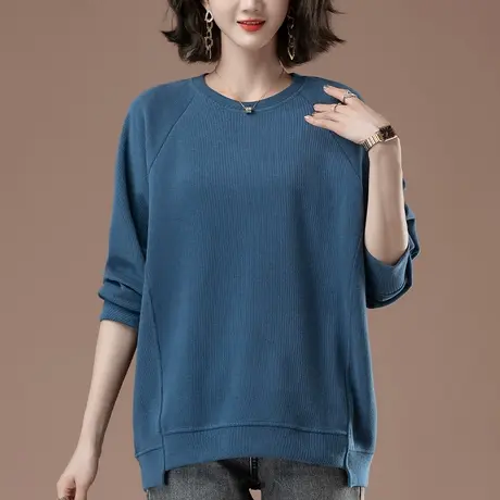 中年妈妈卫衣女春秋薄款加肥加大码女装宽松休闲遮肚显瘦套头上衣商品大图