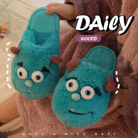 可爱拖鞋女冬家用室内保暖毛绒棉拖鞋冬天卡通居家情侣棉拖ins风图片