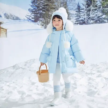 巴拉巴拉儿童羽绒服女童2025新款冬装婴幼童宝宝亮面毛领保暖外套商品大图