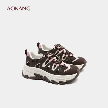 奥康 女鞋2025春秋老爹鞋复古拼色厚底增高户外徒步运动休闲鞋图片