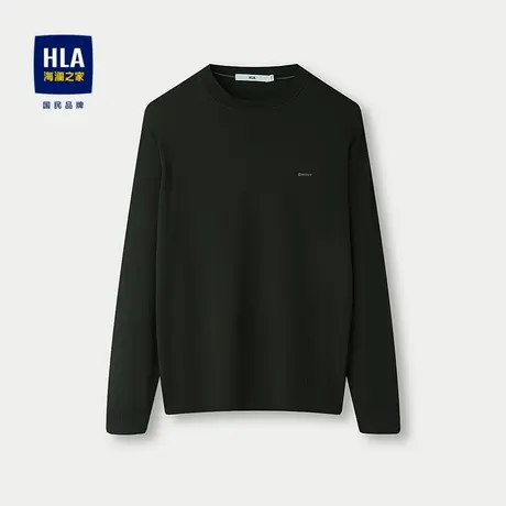 HLA/海澜之家圆领长袖针织衫2025秋季新款薄款字母小标打底衫男图片