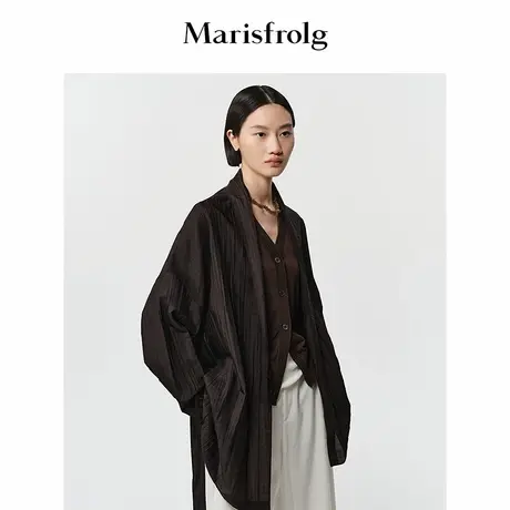 Marisfrolg玛丝菲尔25秋新款新中式褶皱设计感轻薄宽松廓形外套图片