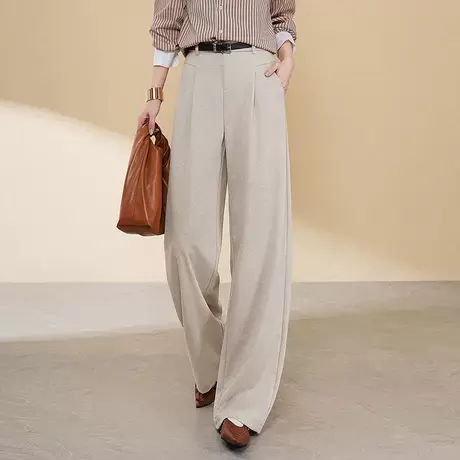 垂坠感通勤西装阔腿裤女春秋2025新款宽松高个子显瘦拖地休闲长裤图片