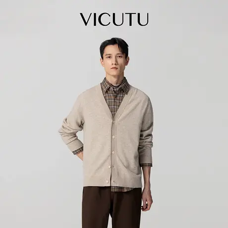 VICUTU威可多男开衫舒暖亲肤绵羊毛日常百搭商务差旅通勤休闲外搭图片